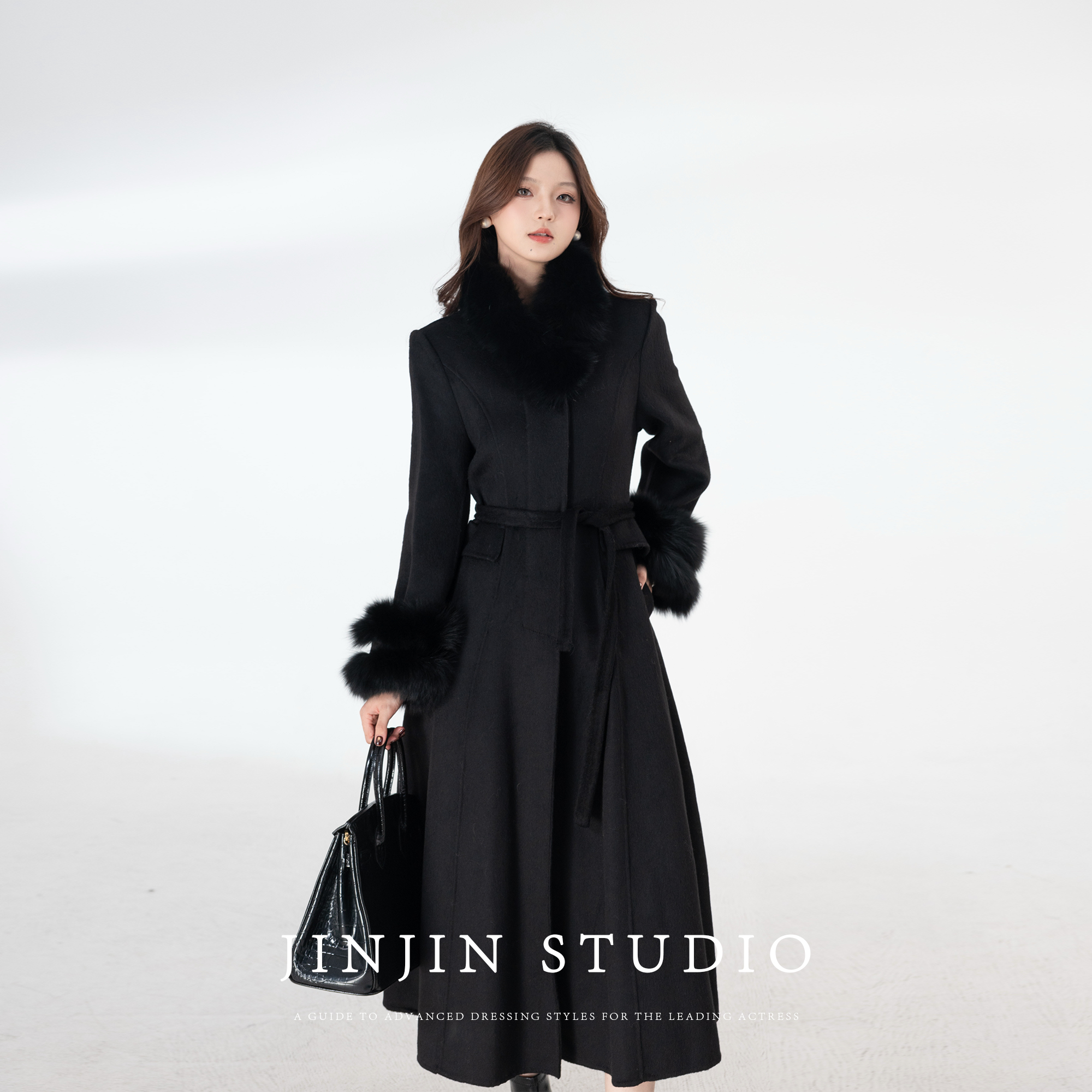 翻领百搭开衫显瘦毛呢大衣外套