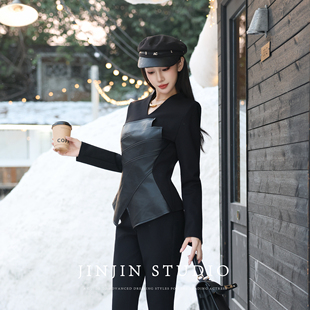 秋冬搭子 百搭气质长袖 2025冬季 时尚 收腰皮衣 新款 MD进进原创