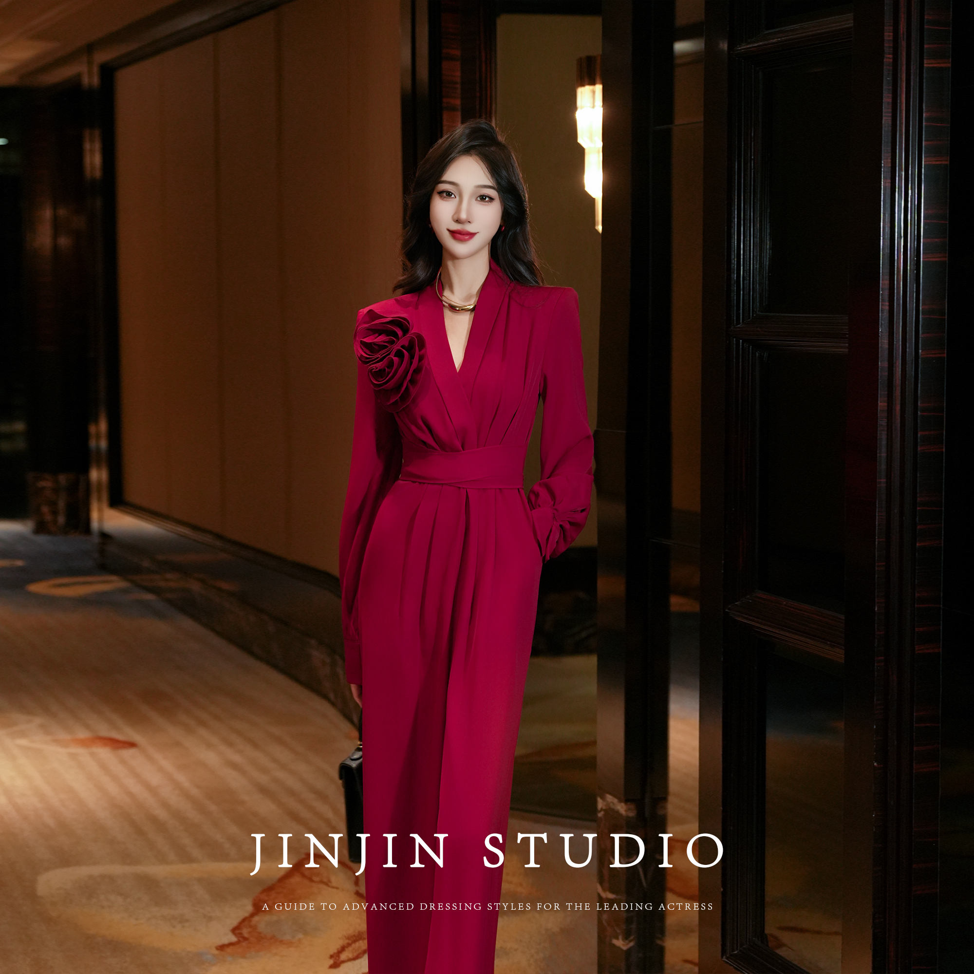 老钱风阔腿时尚显瘦设计感连衣裤