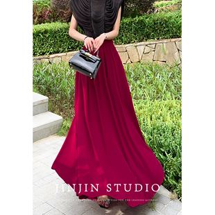 MD进进原创【高贵不凡】2024夏季飘逸高腰时尚高级感大裙摆半身裙