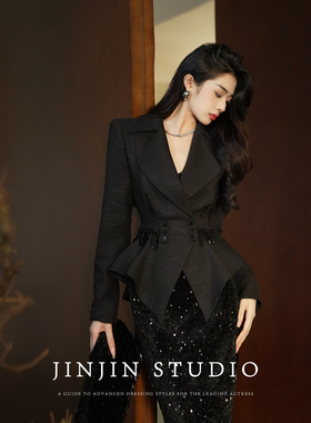 MD进进原创【气度不凡】2026新款轻奢设计师修身显瘦长袖西装外套