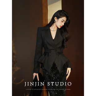 西装 MD进进原创 显瘦长袖 2025秋冬轻奢设计师修身 外套 气度不凡