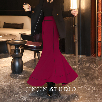 加绒法式鱼尾裙优雅显瘦半身裙