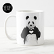 yeap 熊猫简约脏兮兮风插画家用陶瓷耐高温咖啡水杯子给你比心