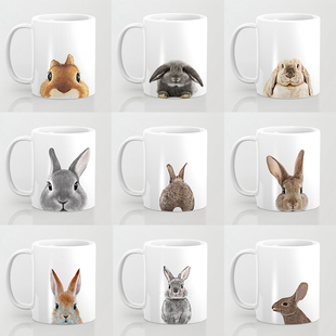 yeap 可爱小兔兔子陶瓷耐高温宠物牛奶咖啡茶水日用马克杯 个性