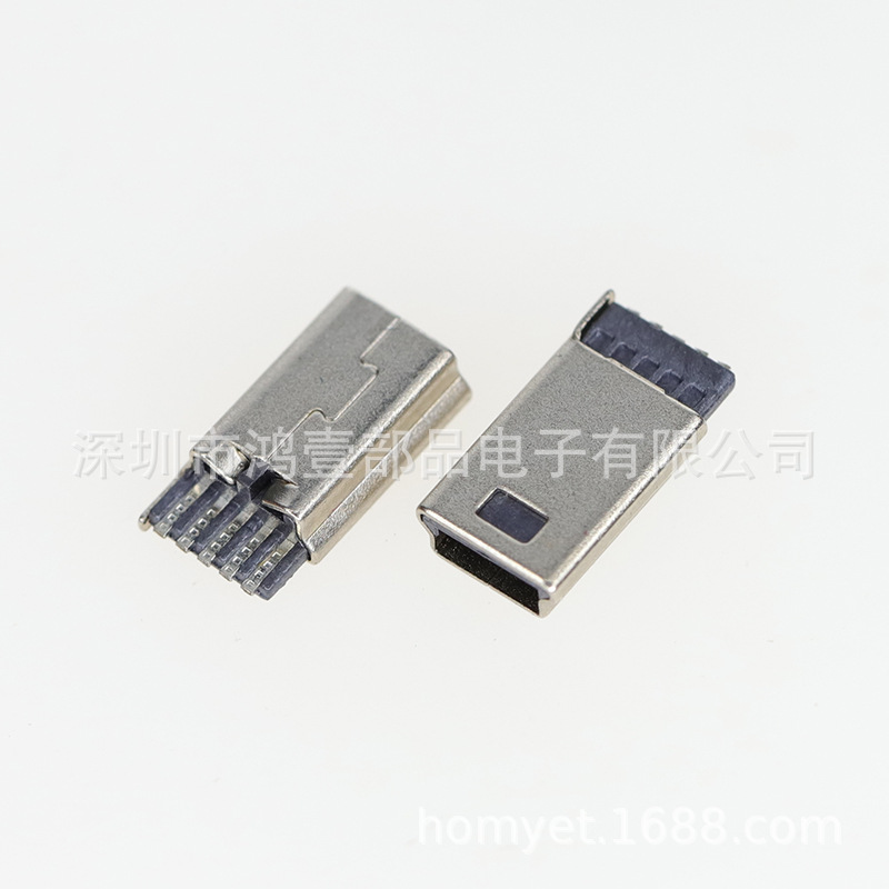 鸿壹部品 迷你 5P 公头 焊线式 大电流 数据线 USB公头 MINI-5PIN
