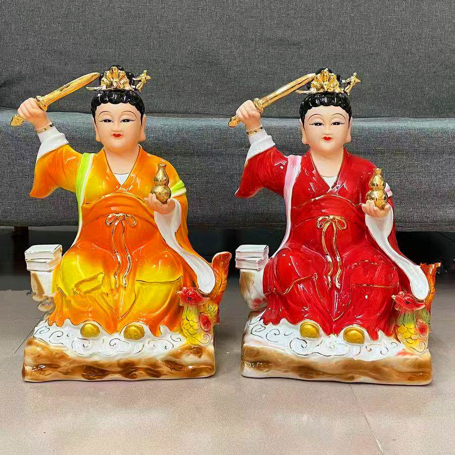 陶瓷九天玄女神像家用供奉九天圣母娘娘仙女家居保平安佛塑像摆件