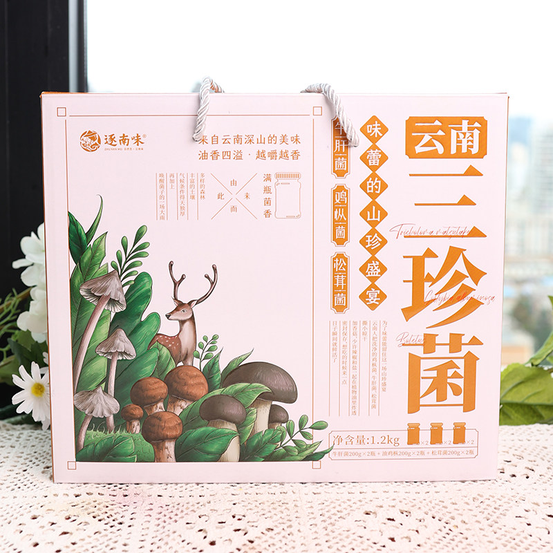 逐南味云南特产三珍菌松茸菌礼盒装1.2kg牛肝菌鸡枞菌菇佐餐炒菜
