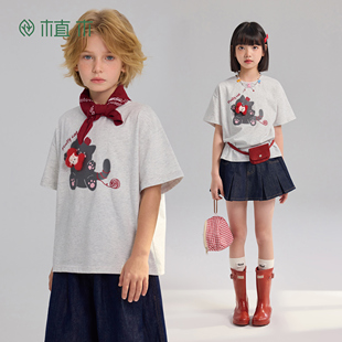 元 新款 气街猫 青少年夏季 7A抗菌纯棉亲肤透气儿童圆领T恤 植木