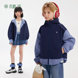 植木儿童外套2026春新款中大童假两件休闲连帽风衣男童外套童装