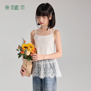 童装 植木 新款 女童背心儿童吊带背心透气内搭2026春季 白纱轻衣