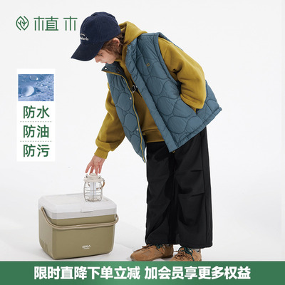 植木童装 儿童马甲2025秋冬新款中大童三防马甲外套男童夹棉马甲