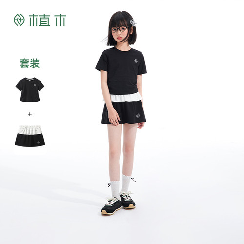 女童学院风校服套装 短袖半裙套装