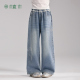 水洗蓝 儿童直筒裤 2026春季 植木 童装 女童牛仔裤 新款 蕾丝甜结
