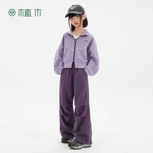 女童 软糯立领绣花卫衣开衫蝙蝠袖短袖外套