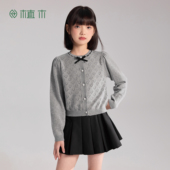 植木童装 上衣圆领2026年春新款 miu系学院风 女童毛衣儿童开衫