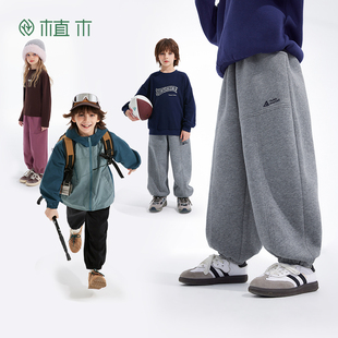 童装 植木男童针织卫裤 长裤 中大童休闲束脚裤 儿童裤 子秋冬2025新款