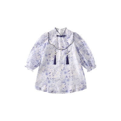 青花瓷连衣裙新中式水墨画