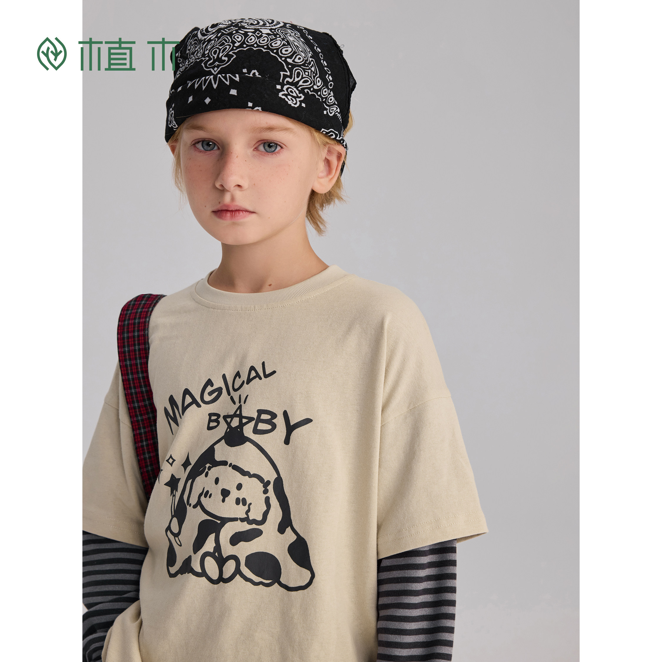 植木童装【治愈小狗】男童纯棉T恤假两件儿童印花T恤2026年春新款,童装/婴儿装/亲子装,T恤,淘宝优惠券,粉丝福利购,淘宝优惠卷