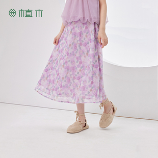 新潮童装 花朵半身裙雪纺碎花裙裙子女童中大童2026夏装 植木新中式