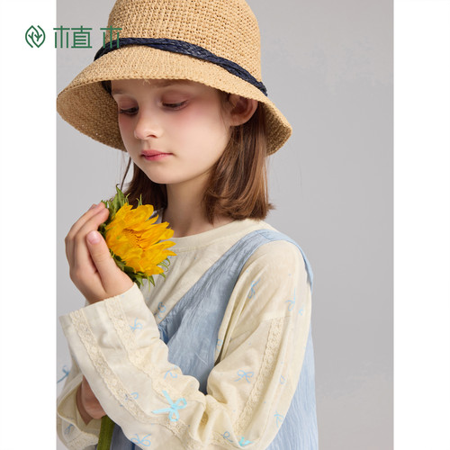 植木【米序蝴蝶结】莱赛尔印花女童T恤儿童圆领t2026春夏新款童装