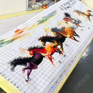 万马奔腾十字绣成品不带框纯手工出售已绣好2025新款客厅马到成功