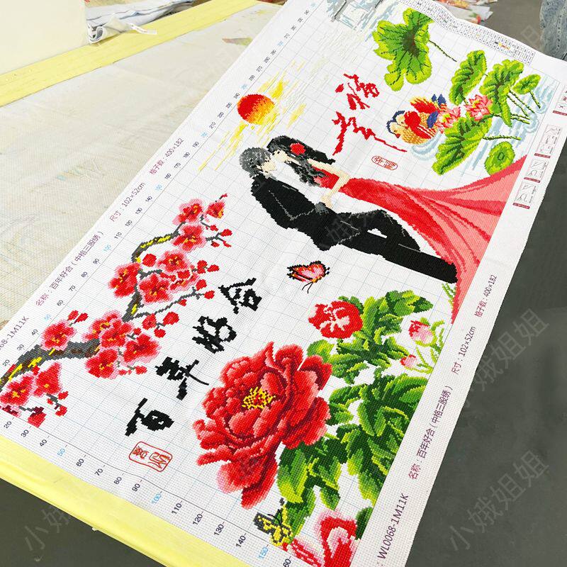 结婚图十字绣成品不带框纯手工出售已绣好2025年新款百年好合客厅