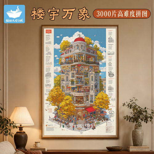 猫空楼宇万象3000片成人版拼图