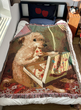 【偷吃的狗子】狗狗毯子床头艺术挂毯单人沙发毯盖巾床上盖毯桌布