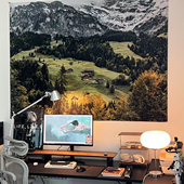 高清北欧风景背景布床头挂布出租房改造遮丑墙布定制 重磅绒布