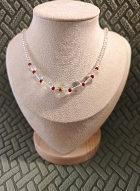 水晶尖晶梅花锁骨链项链