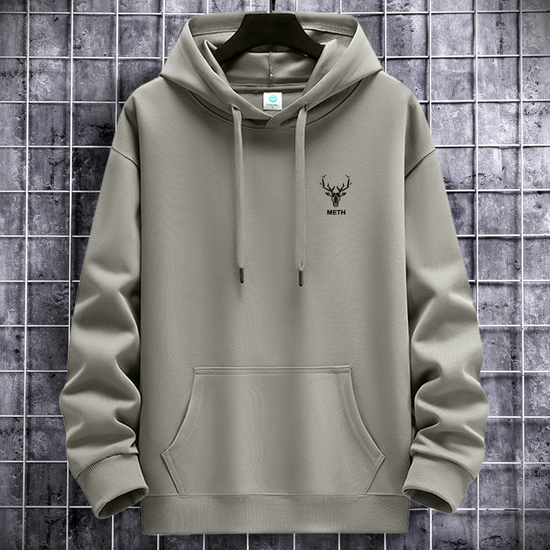 连帽卫衣男薄款春秋冬青年男装纯棉运动休闲宽松大码加绒帽衫外套