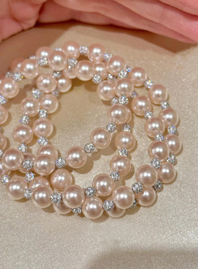 日本gentle motto极光粉白珍珠手链轻奢高级感手串女生新中式