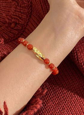 日本gentle motto新年红色玛瑙串珠手链女款小众设计轻奢高级感