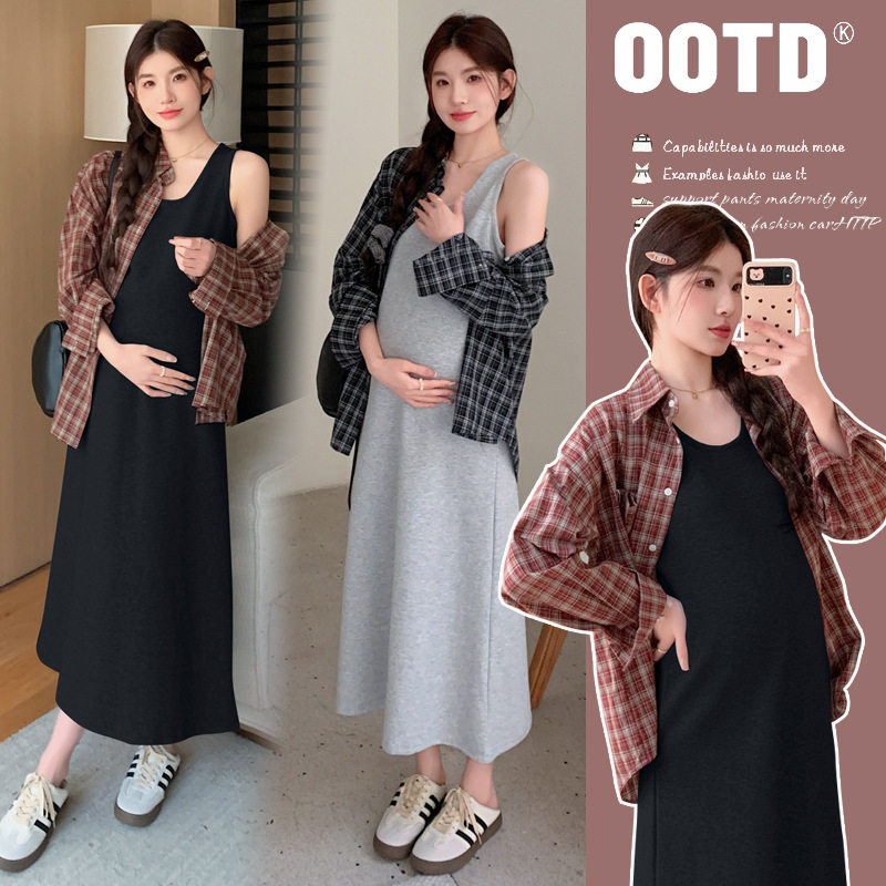 gentle motto孕妇秋季连衣裙早秋高级感衬衫两件套背心裙长款