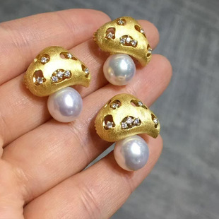 日本gentle motto拉丝蘑菇珍珠胸针女高级感小众服饰配件毛衣