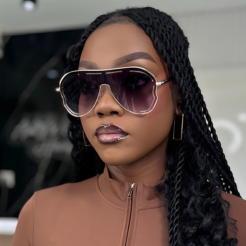 日本gentle motto欧美新款连体大框蛤蟆镜镂空防晒太阳镜潮流