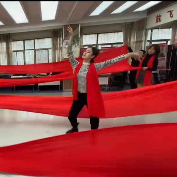 红绸带彩带舞蹈绸子大红布七彩色飘带加厚加密绸缎大型运动会道具