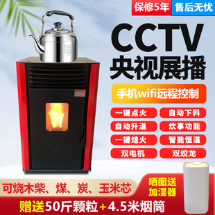 新型环保智能冬季生物质颗粒取暖炉家用室内无烟采暖炉烧木材燃料