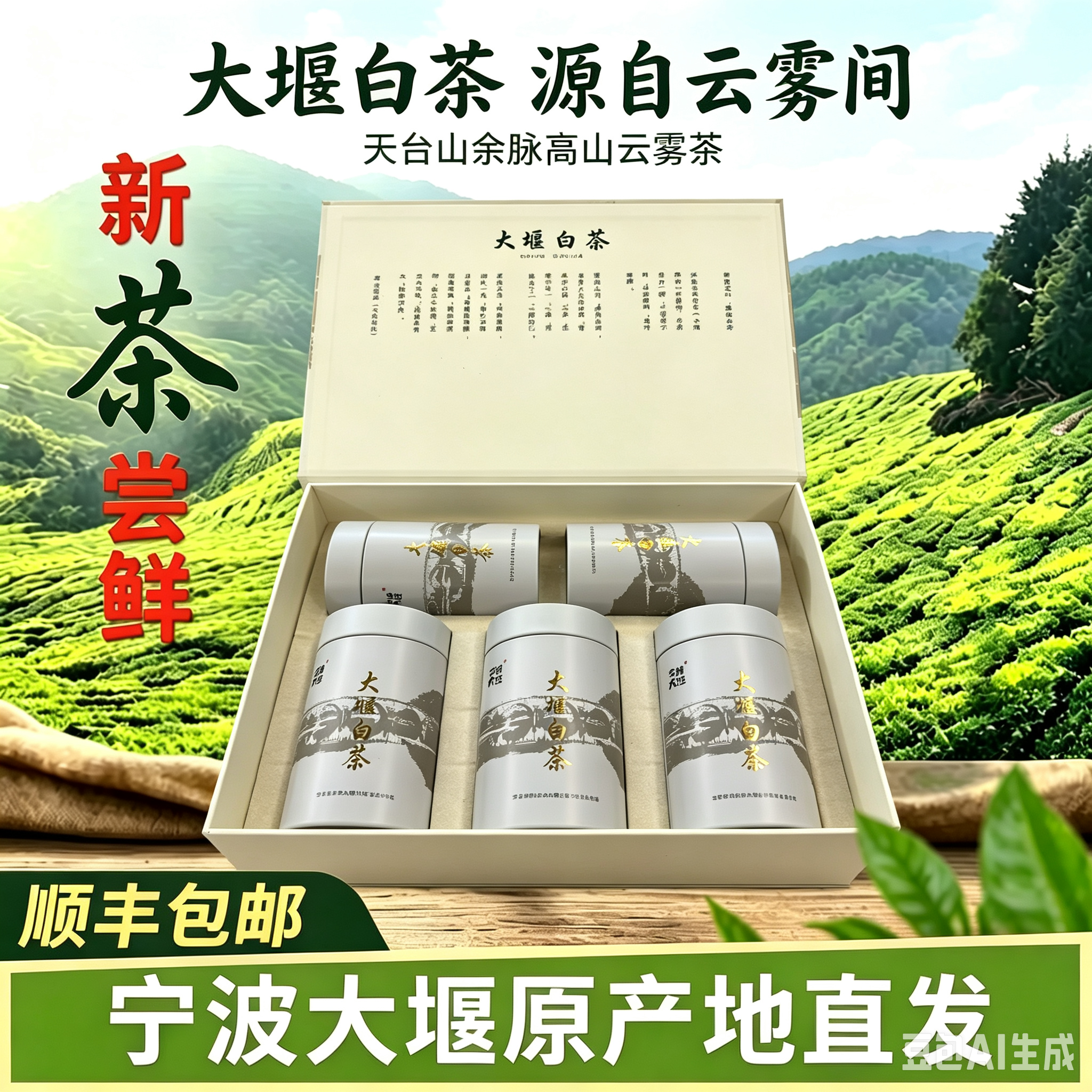 宁波大堰白茶 黄金700级 2026新茶高山茶250g礼盒装送礼顺丰包邮
