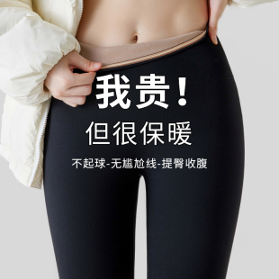 鲨鱼裤女外穿春款收腹提臀2024新款高腰无痕小个子加绒黑色打底裤