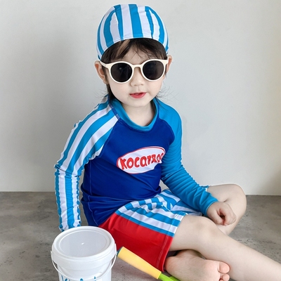 新款韩版儿童泳衣分体长袖防晒