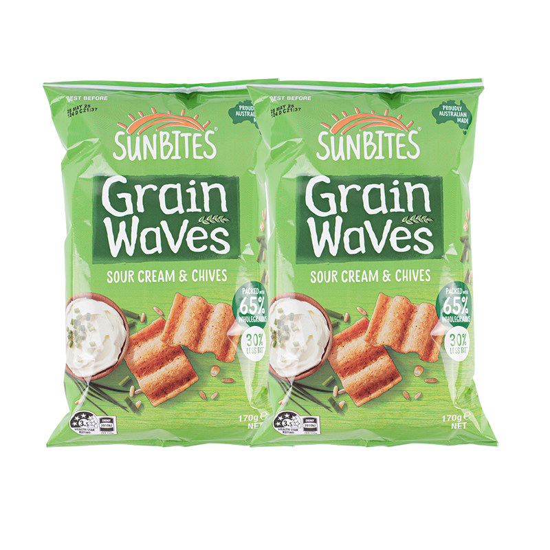 SUNBITES谷物波浪薯片酸奶油葱味170g澳洲进口休闲零食