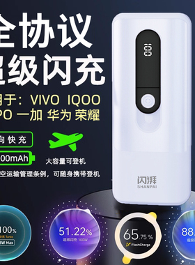 3C认证超级闪充充电宝适用OPPO65W华为88W/vivo/iQOO80W两万毫安