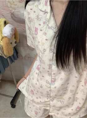 睡衣女生夏季卡通日系ins风套装