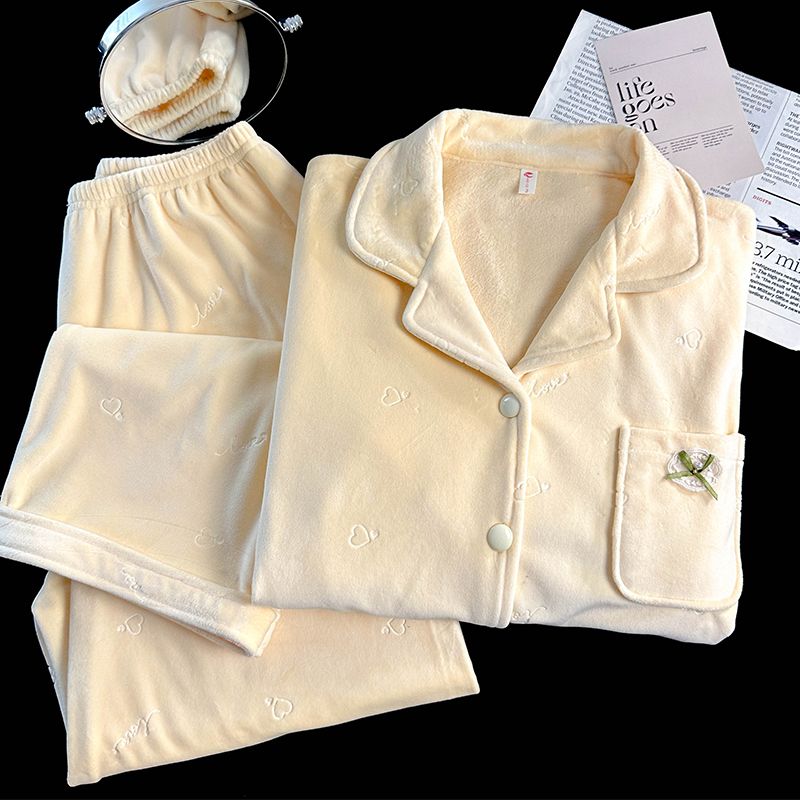 简约高级感甜美海岛绒冬季睡衣女