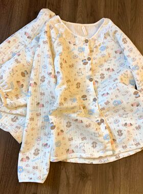 春秋冬可爱小狗空气棉夹层睡衣女