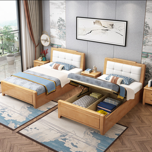 单人床1米2家用实木床1.5米小户型1.35米床工厂直销床储物床1米床