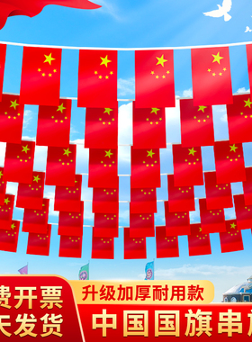 国旗串旗小红旗小国旗装饰8号7号6号国庆吊旗串旗彩旗装扮商场幼儿园办公室街道氛围装饰五星红旗中国串旗