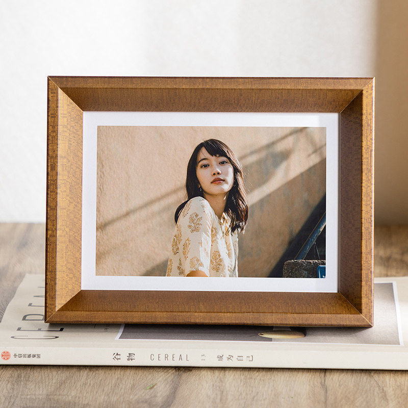 定制相片打印加洗照片做成相框摆台6六7七8八寸实木高级感相册框